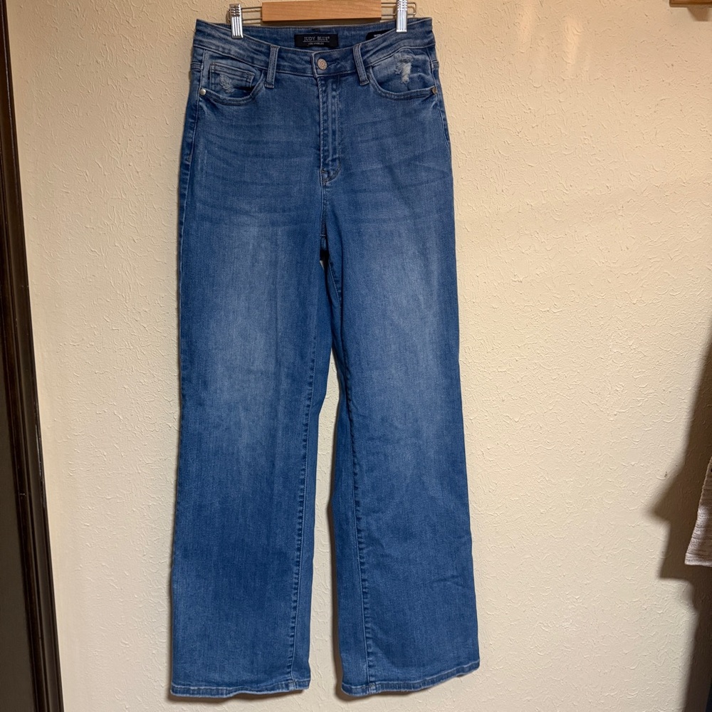 Judy Blue Stretch Wide Leg Jeans in Denim Blue